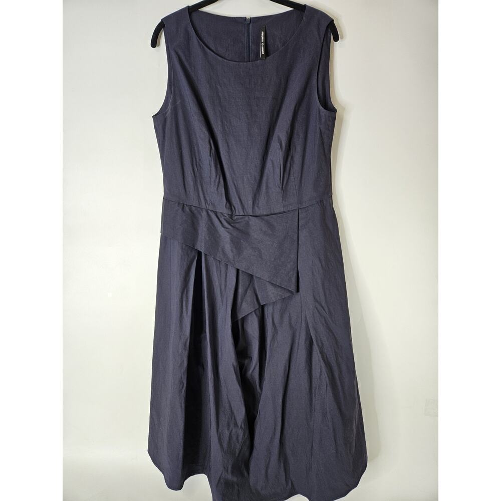 Peter O. Mahler navy blue rouched side drape neck Artsy dress Pockets 3